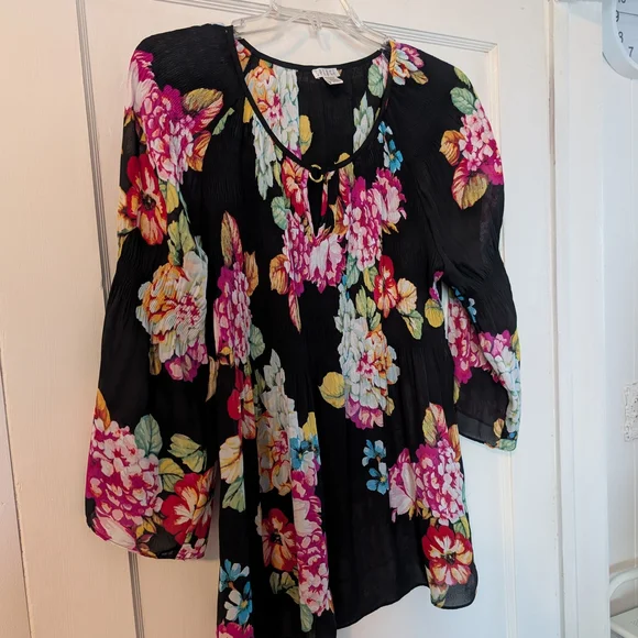 SPENSE Floral Black Women's Top XL - Picture 1 of 4